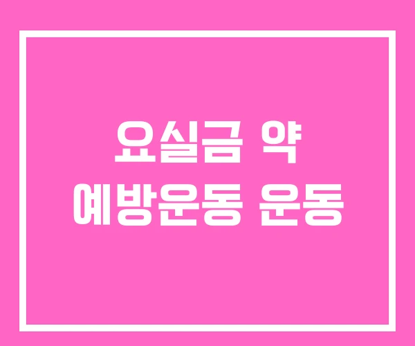 요실금 약 예방운동 운동