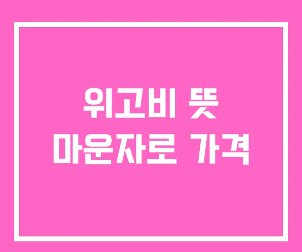 위고비 뜻 마운자로 가격