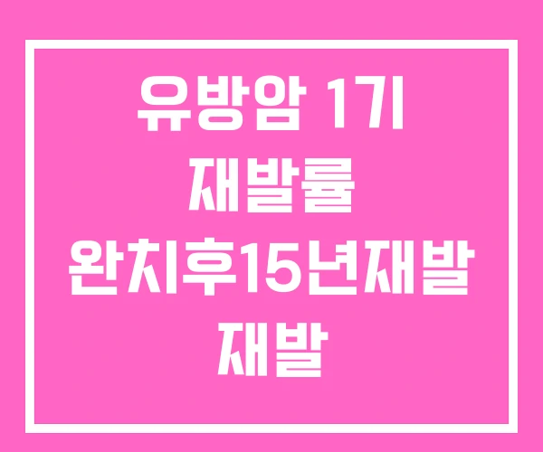 유방암 1기 재발률 완치후15년재발 재발