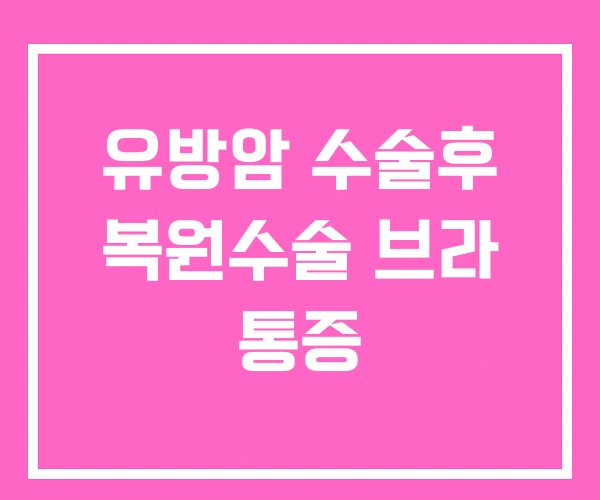 유방암 수술후 복원수술 브라 통증