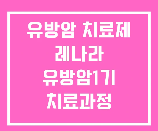 유방암 치료제 레나라 유방암1기 치료과정