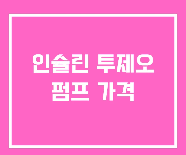 인슐린 투제오 펌프 가격