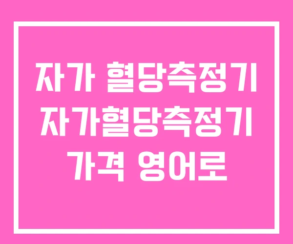 자가 혈당측정기 자가혈당측정기 가격 영어로