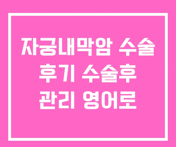 자궁내막암 수술 후기 수술후 관리 영어로