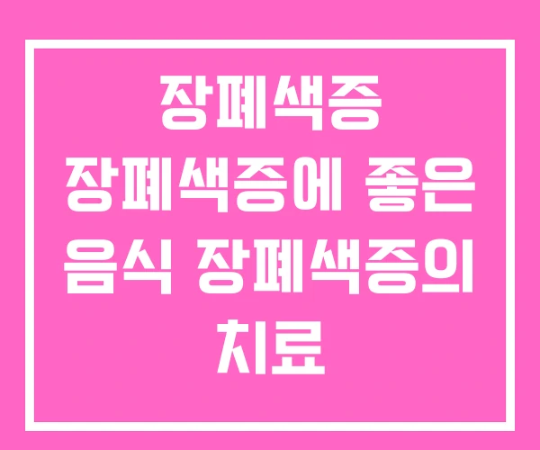 장폐색증 장폐색증에 좋은 음식 장폐색증의 치료
