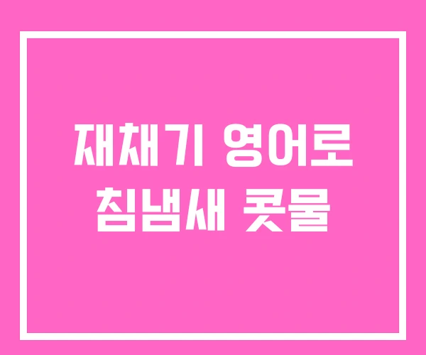 재채기 영어로 침냄새 콧물