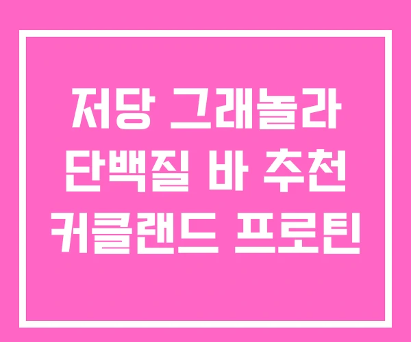 저당 그래놀라 단백질 바 추천 커클랜드 프로틴