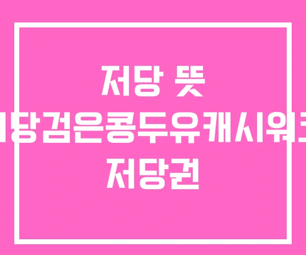 저당 뜻 저당검은콩두유캐시워크 저당권