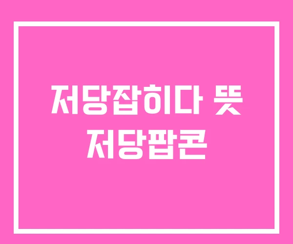 저당잡히다 뜻 저당팝콘