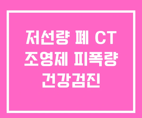 저선량 폐 CT 조영제 피폭량 건강검진