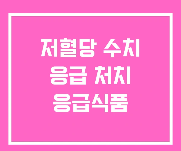 저혈당 수치 응급 처치 응급식품