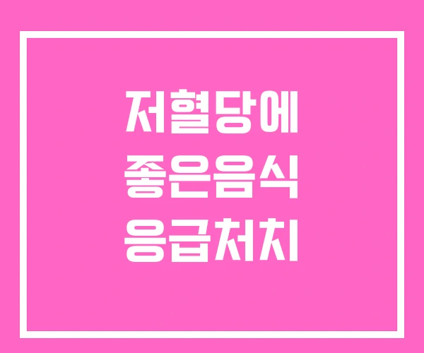 저혈당에 좋은음식 응급처치