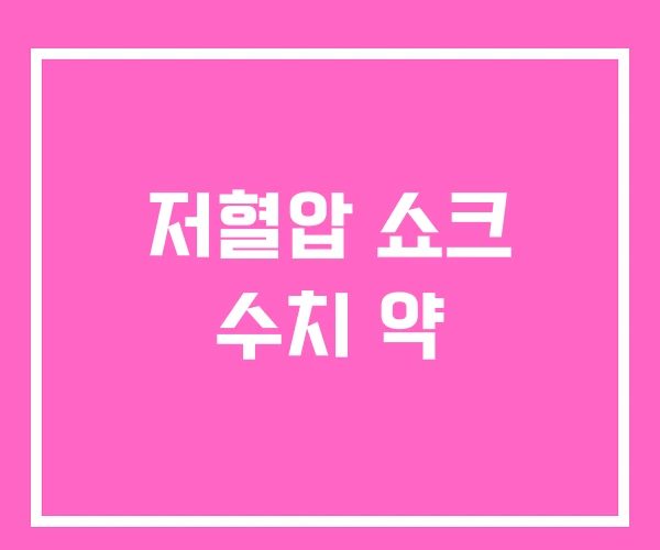 저혈압 쇼크 수치 약