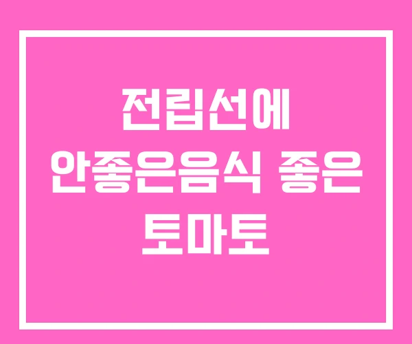 전립선에 안좋은음식 좋은 토마토