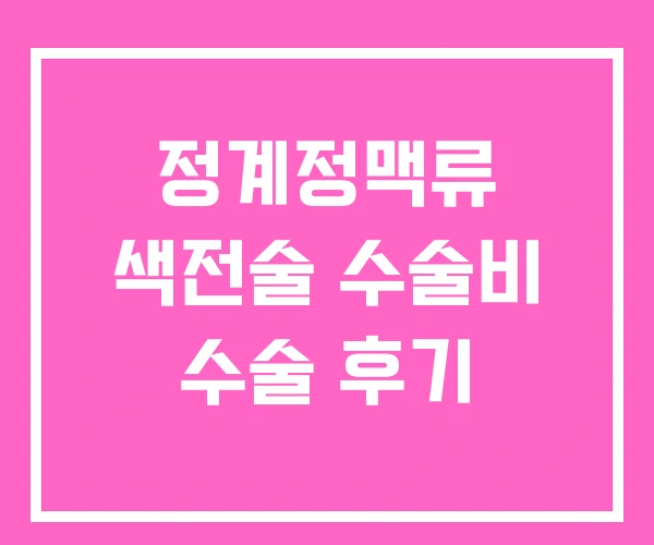 정계정맥류 색전술 수술비 수술 후기