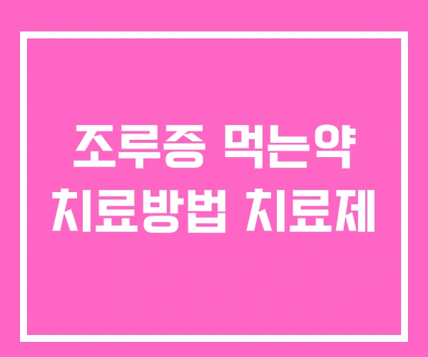 조루증 먹는약 치료방법 치료제