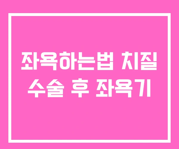 좌욕하는법 치질 수술 후 좌욕기