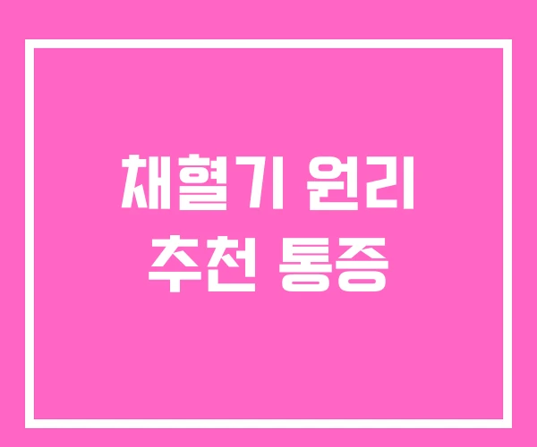 채혈기 원리 추천 통증