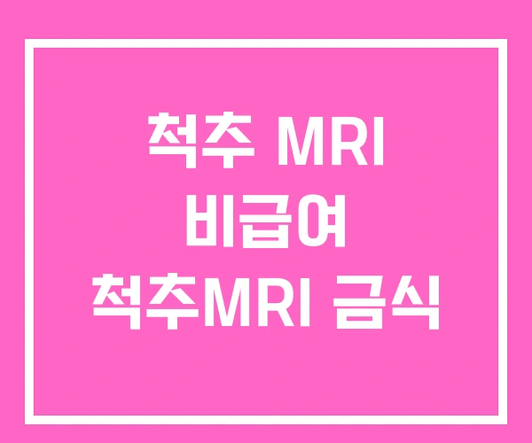 척추 MRI 비급여 척추MRI 금식