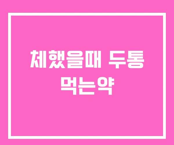 체했을때 두통 먹는약