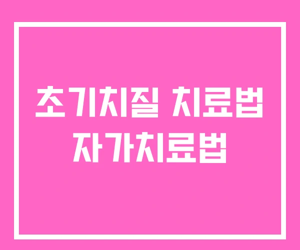 초기치질 치료법 자가치료법