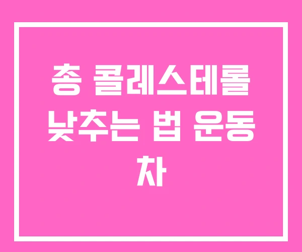 총 콜레스테롤 낮추는 법 운동 차