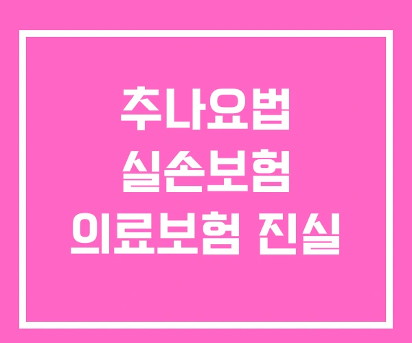 추나요법 실손보험 의료보험 진실