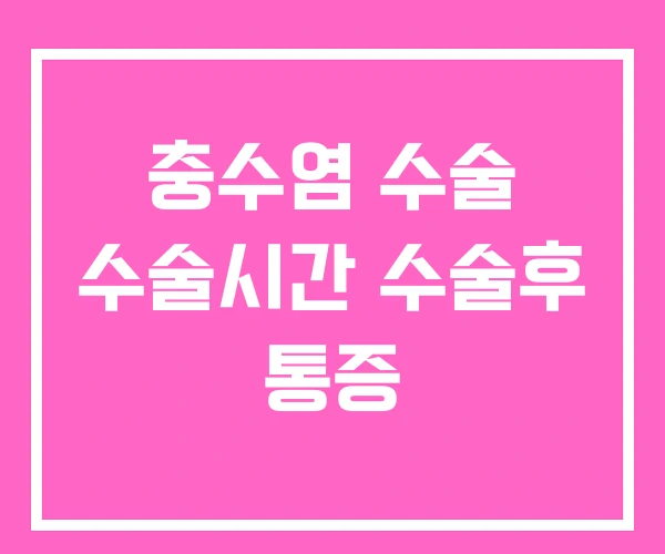 충수염 수술 수술시간 수술후 통증