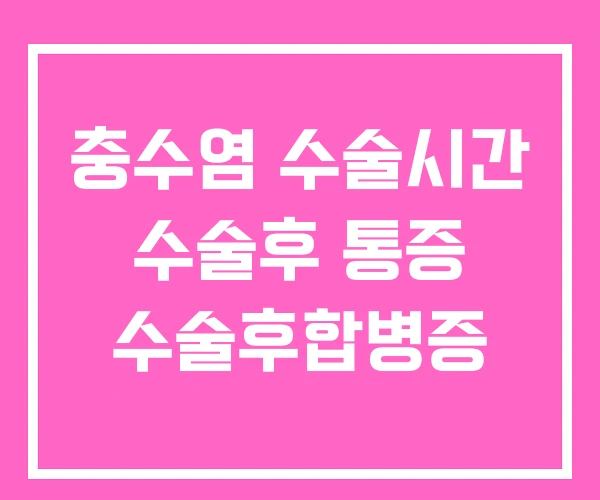 충수염 수술시간 수술후 통증 수술후합병증