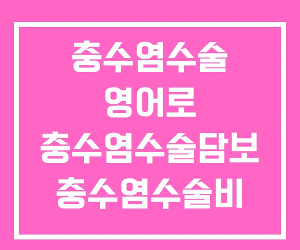 충수염수술 영어로 충수염수술담보 충수염수술비