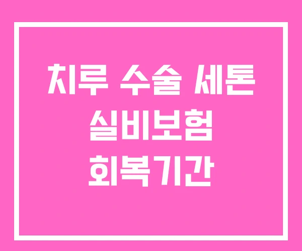 치루 수술 세톤 실비보험 회복기간