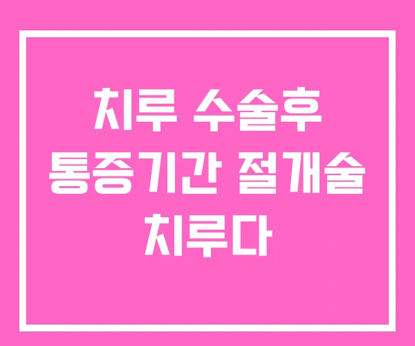 치루 수술후 통증기간 절개술 치루다