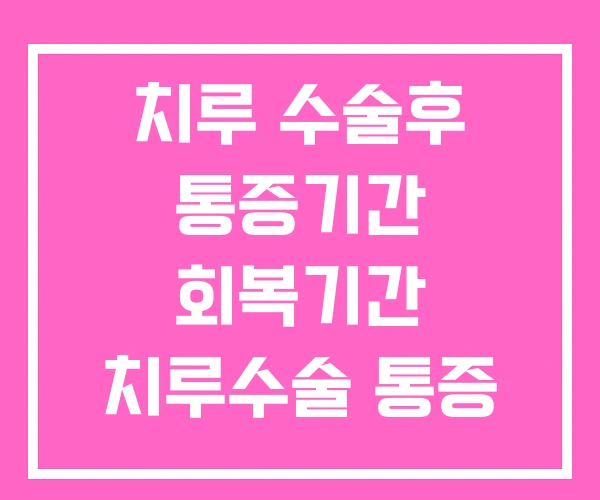 치루 수술후 통증기간 회복기간 치루수술 통증