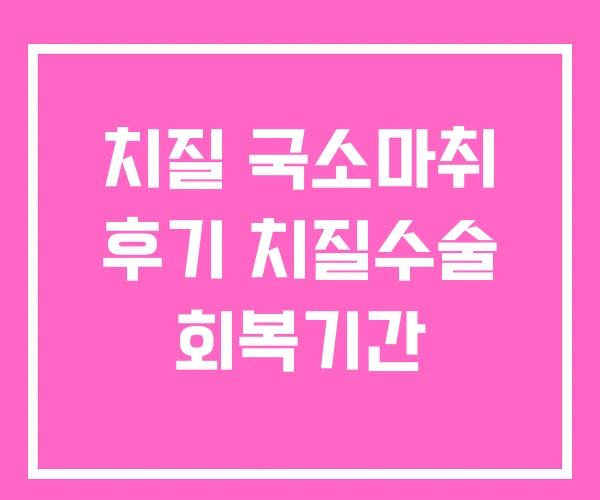 치질 국소마취 후기 치질수술 회복기간