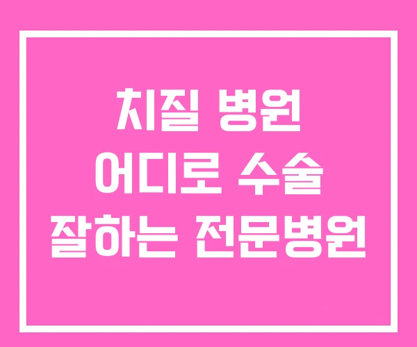치질 병원 어디로 수술 잘하는 전문병원