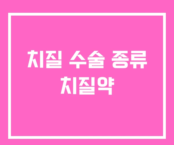 치질 수술 종류 치질약