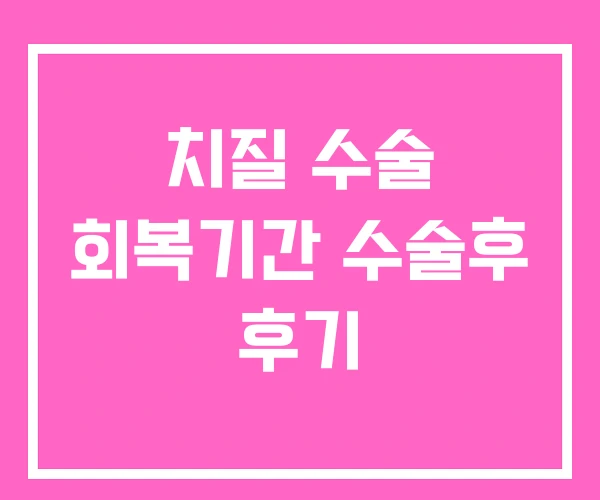 치질 수술 회복기간 수술후 후기