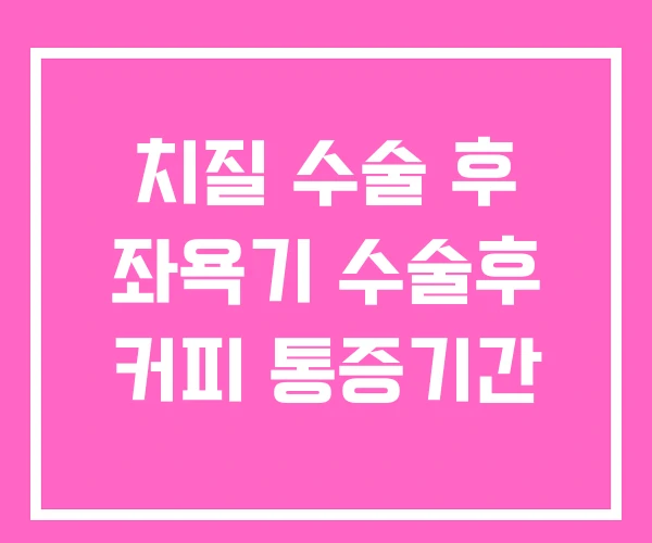 치질 수술 후 좌욕기 수술후 커피 통증기간