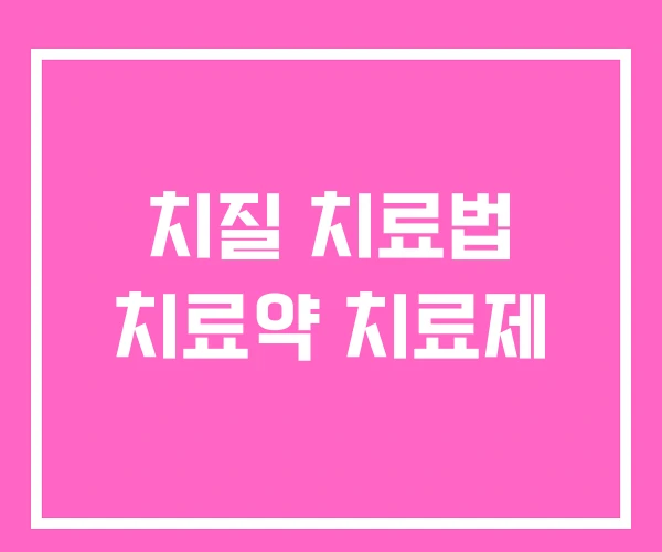치질 치료법 치료약 치료제
