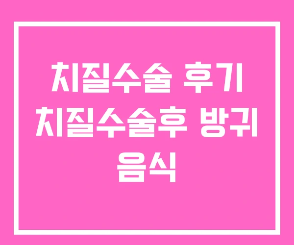 치질수술 후기 치질수술후 방귀 음식