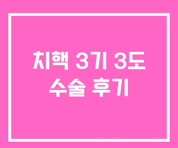 치핵 3기 3도 수술 후기