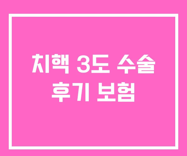 치핵 3도 수술 후기 보험