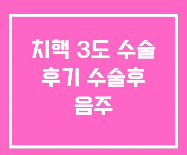 치핵 3도 수술 후기 수술후 음주