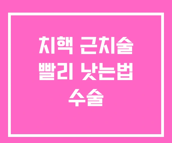 치핵 근치술 빨리 낫는법 수술