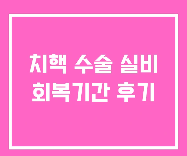 치핵 수술 실비 회복기간 후기