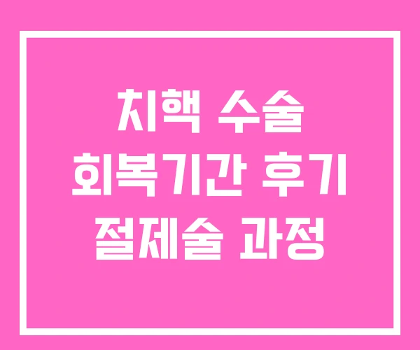 치핵 수술 회복기간 후기 절제술 과정