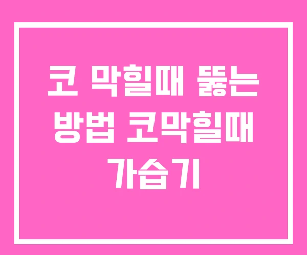 코 막힐때 뚫는 방법 코막힐때 가습기