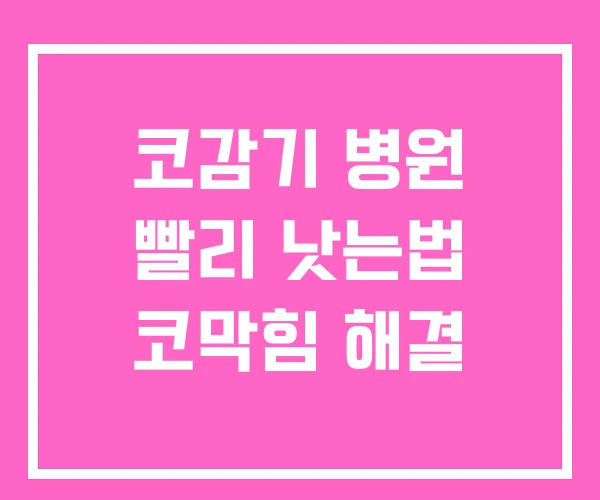 코감기 병원 빨리 낫는법 코막힘 해결