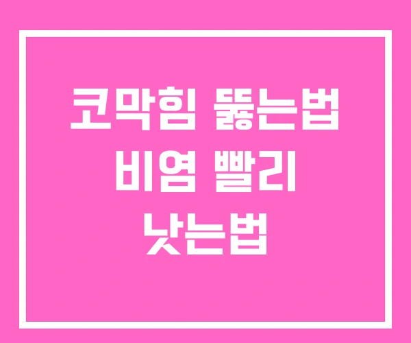 코막힘 뚫는법 비염 빨리 낫는법