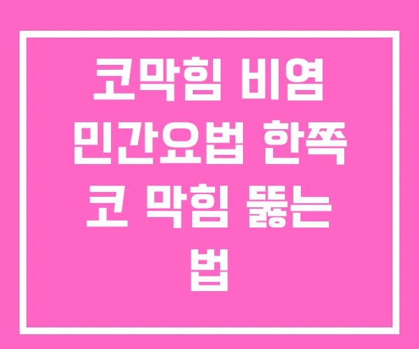 코막힘 비염 민간요법 한쪽 코 막힘 뚫는 법
